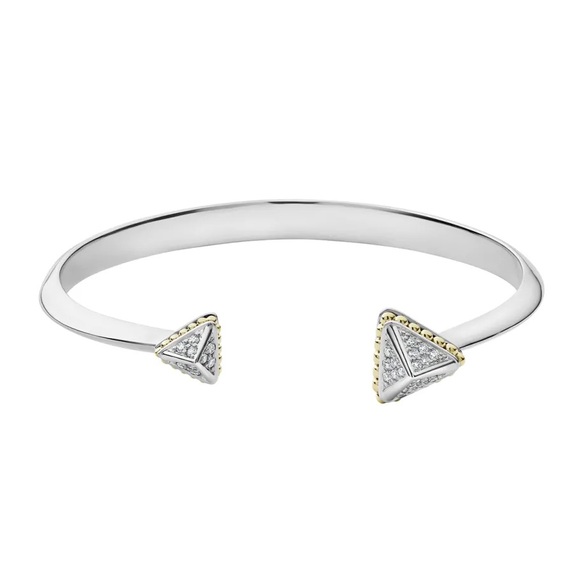 LAGOS Jewelry - NEW LAGOS KSL Lux Diamond Silver & 18k Gold Caviar Pyramid Cuff Bracelet